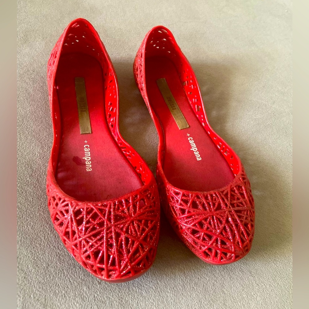 Kids Melissa flats bright red size 1